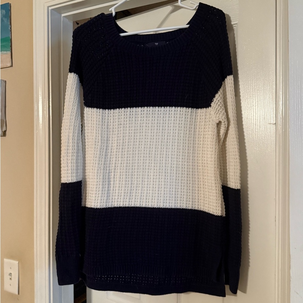GAP Navy and White Women's Hoodie